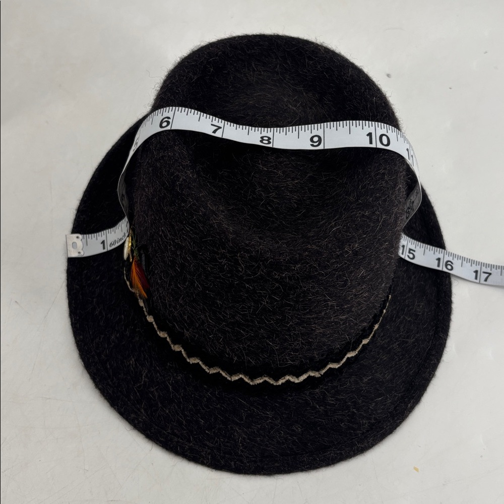 Vintage 60s Hipster Streetwear Embellished  Feathers Merino Wool Fur Fedora Hat - Picture 14 of 16